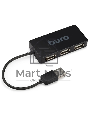 Разветвитель USB 2.0 Buro BU-HUB4-U2.0-Slim 4порт. черный