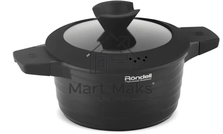 Кастрюля Rondell Walzer RDA-766, 4.7л, 24см, с крышкой, черный