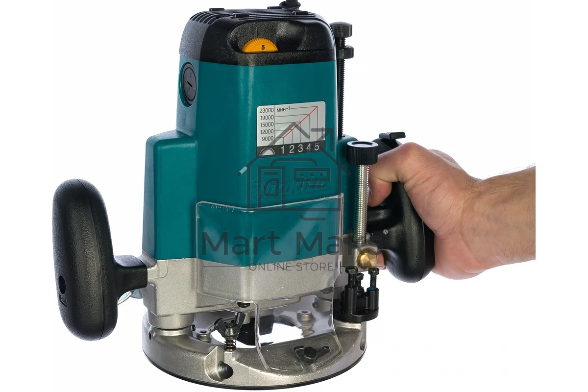 Фрезеры Makita 3612C Фрезер, 1850Вт,9000-23000об\м,ход-60мм,цанга-12мм,6кг,кор,пл пуск, эл тормоз, направл