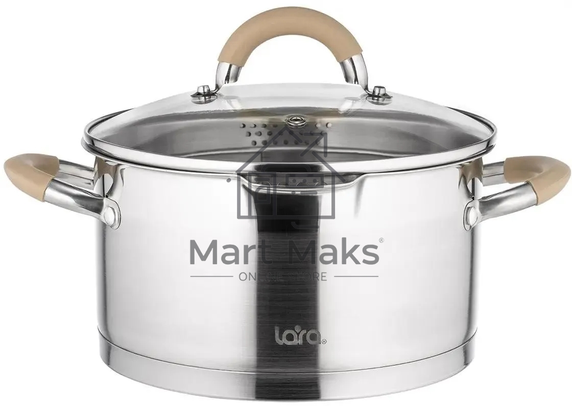 Кастрюля LARA LR02-345 Берлин 7 л 26x14 см нержавеющая сталь, с крышкой