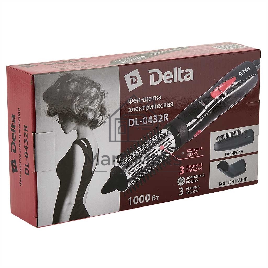 Фен-щетка DELTA DL-0432R черный с розовым