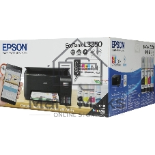 МФУ струйное Epson L3250 (C11CJ67412/C11CJ67418/C11CJ67405/C11CJ67408/C11CJ67503/C11CJ67508/C11CJ67523), A4, цветное, печ. до 33 стр/мин. (ч/б) до 15 стр/мин. (цвет), скан. до 11 стр/мин. (ч/б) 28 стр/мин. (цвет), 1440 x 5760 dpi (печать) 1200x2400dpi (скан.), USB, Wi-Fi