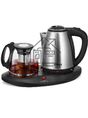 Чайный набор Kitfort КТ-6638 1.8л. 1700Вт нержавеющая сталь/черный корпус: нерж.сталь/пластик