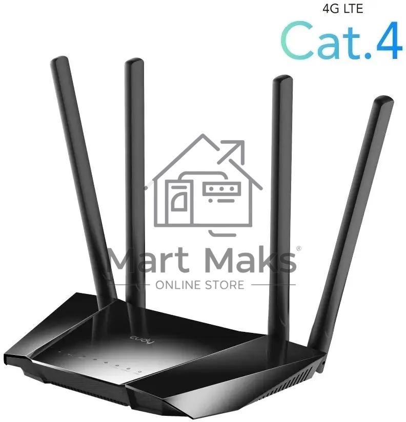 Роутер беспроводной Cudy LT400 N300 10/100BASE-TX/4G cat.4 черный