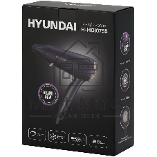 Фен Hyundai H-HDI0755 черный матовый, 2000 Вт, ионизация