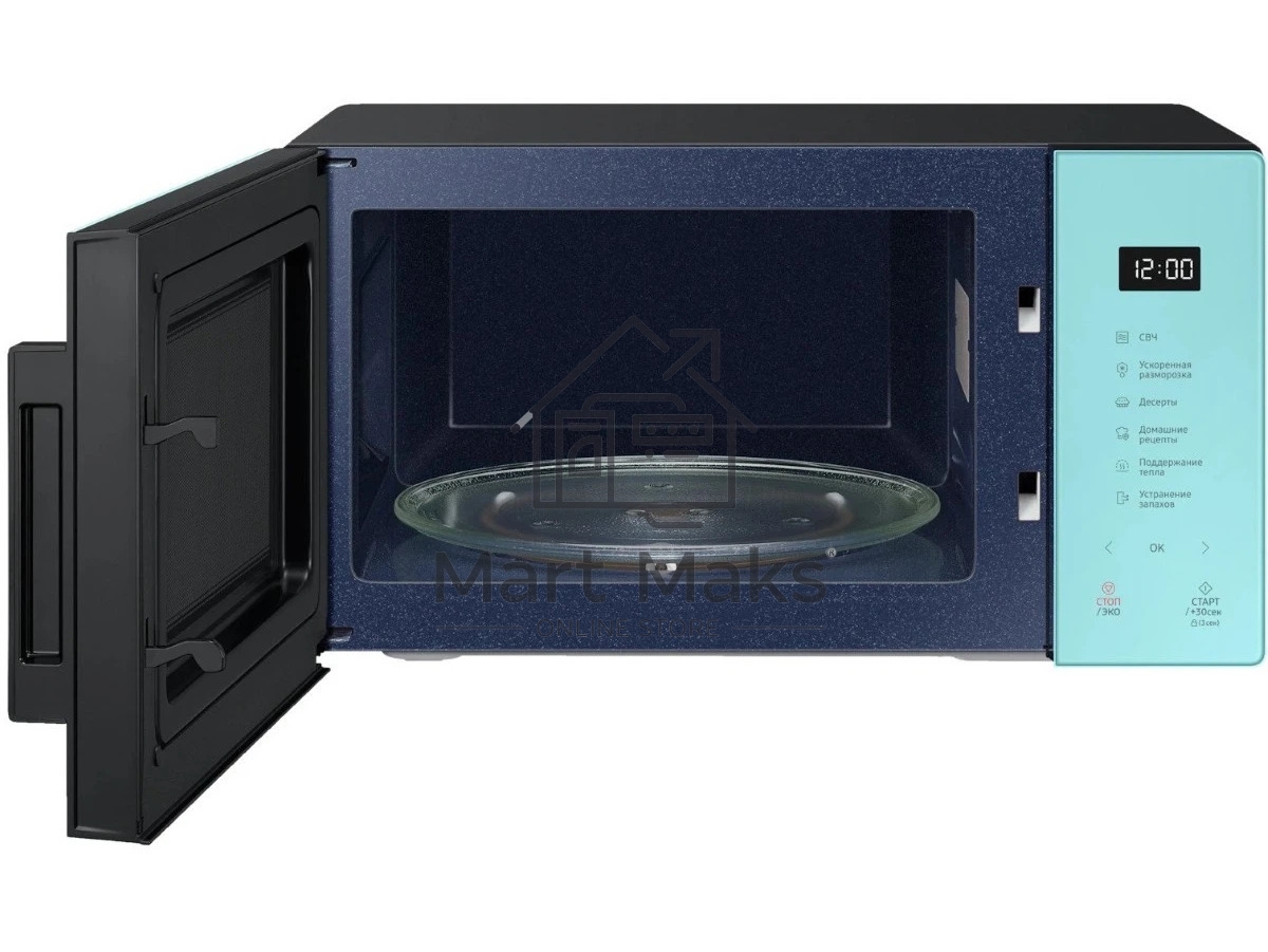 Микроволновая печь Samsung MS23T5018AN/BW голубой, 23 л, 800 Вт, переключатели - сенсор