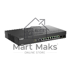 Коммутатор D-Link DMS-1250-10SP/A1A/6KV, 8×2,5 Гбит/с PoE+ + 2×10 Гбит/с SFP+, управляемый