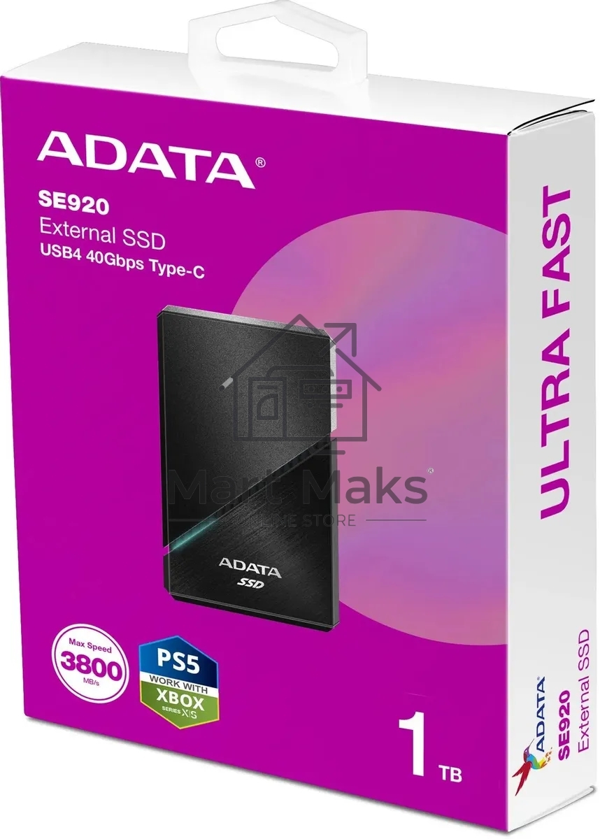 Накопитель SSD ADATA USB-C 1TB EXT. черный SE920-1TCBK