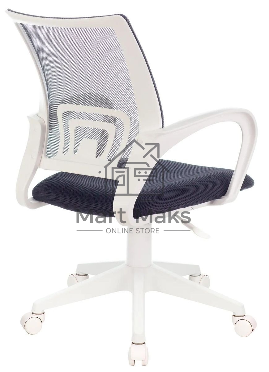 Кресло компьютерное Бюрократ CH-W695NLT TW-04 TW-12 темно-серый, сетка/ткань, крестовина пластик, пластик белый