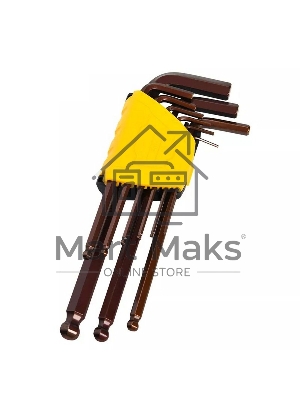 Ключ Deli Набор шестигранных ключей с шаром удлиненных Deli DL230709G 9 шт S2, размеры 1,5,2,2,5,3,4,5,6,8,10мм, пластиковый держатель