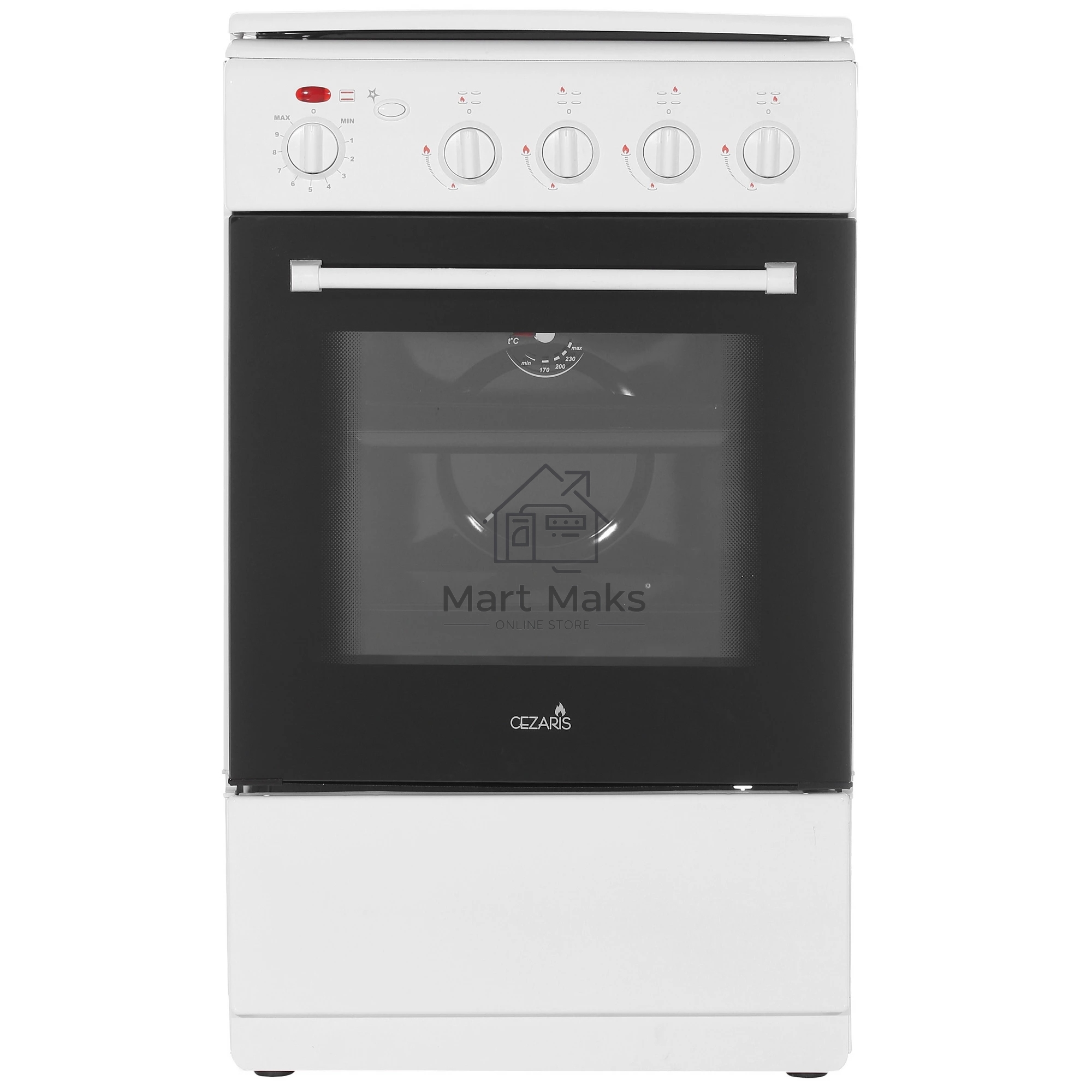 Плита комбинированная Cezaris ПГЭ 1000-03 белый, конфорок 4 шт, духовка 45 л, 51 см x 85 см x 52 см