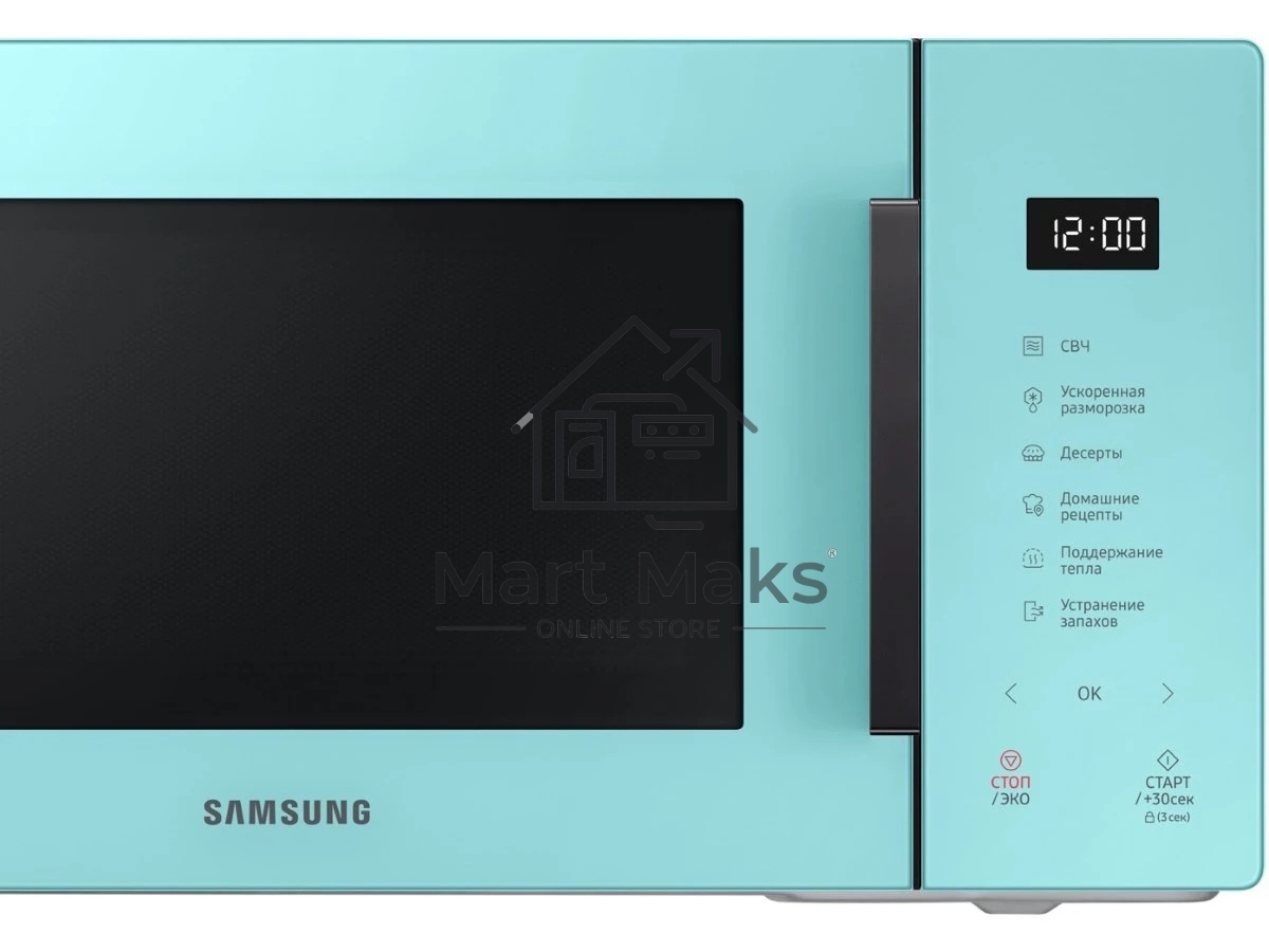 Микроволновая печь Samsung MS23T5018AN/BW голубой, 23 л, 800 Вт, переключатели - сенсор