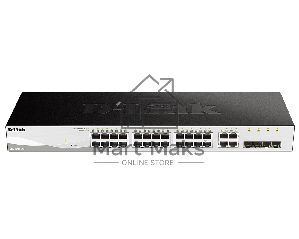 Коммутатор D-Link DGS-1210-28/FL2A, 24×1 Гбит/с + 4×1 Гбит/с Combo, настраиваемый