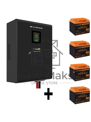 Комплект Источник бесперебойного питания EX296004RUS + батарея 45Aч EX285666RUS 4шт (инвертор, синус, для котла, настенный) ExeGate FineSine SX-5000.LCD.AVR.2SH.T <5000VA/3500W, чистая синусоида, цветной LCD-дисплей, AVR, 2*Schuko+клеммы, линейно-интеракт