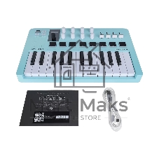 MIDI клавиатура 231599 Arturia MiniLAB 3 Aquamarine 25 клавиш, 8 энкодеров, 8 RGB пэдов, 8 фейдеров, дисплей, сенсорные регуляторы Pitch/Modulation, MIDI-выход, 1/4
