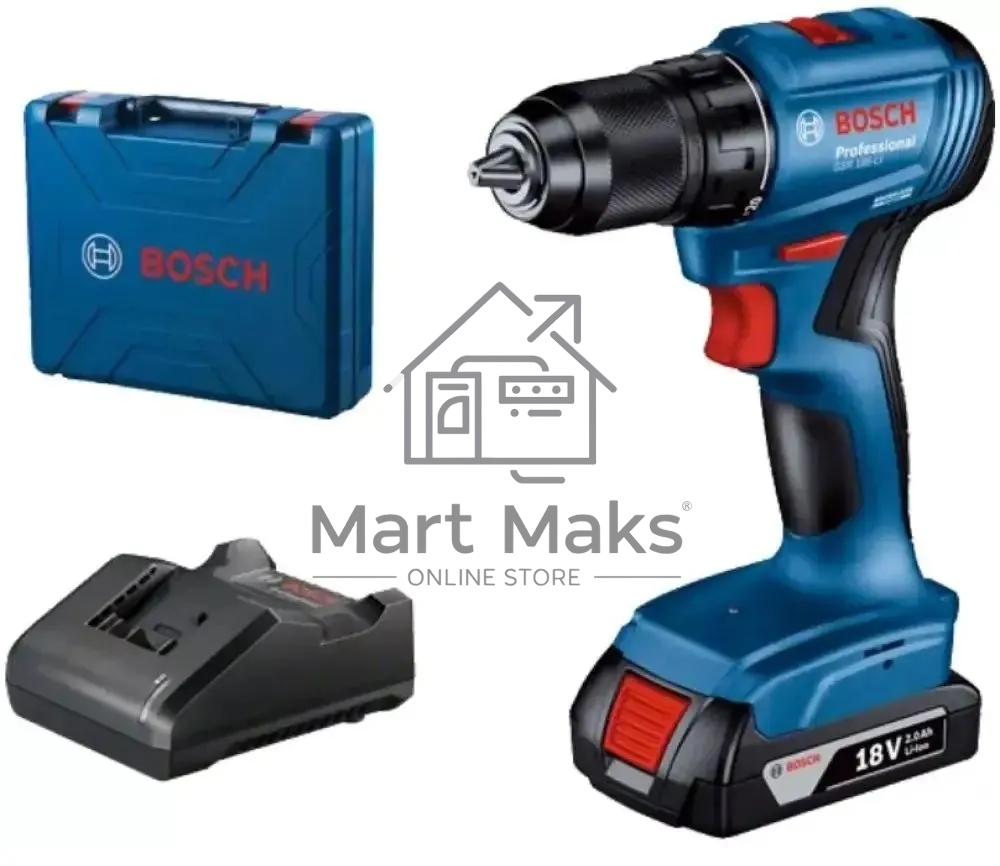 Дрель-шуруповерт Bosch GSR 185-LI Аккумуляторная, 1 АКБ, Кейс