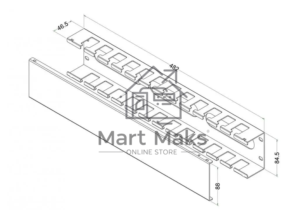 Кабельный органайзер Hyperline CM-2U-MLF-COV 2U шир.:19