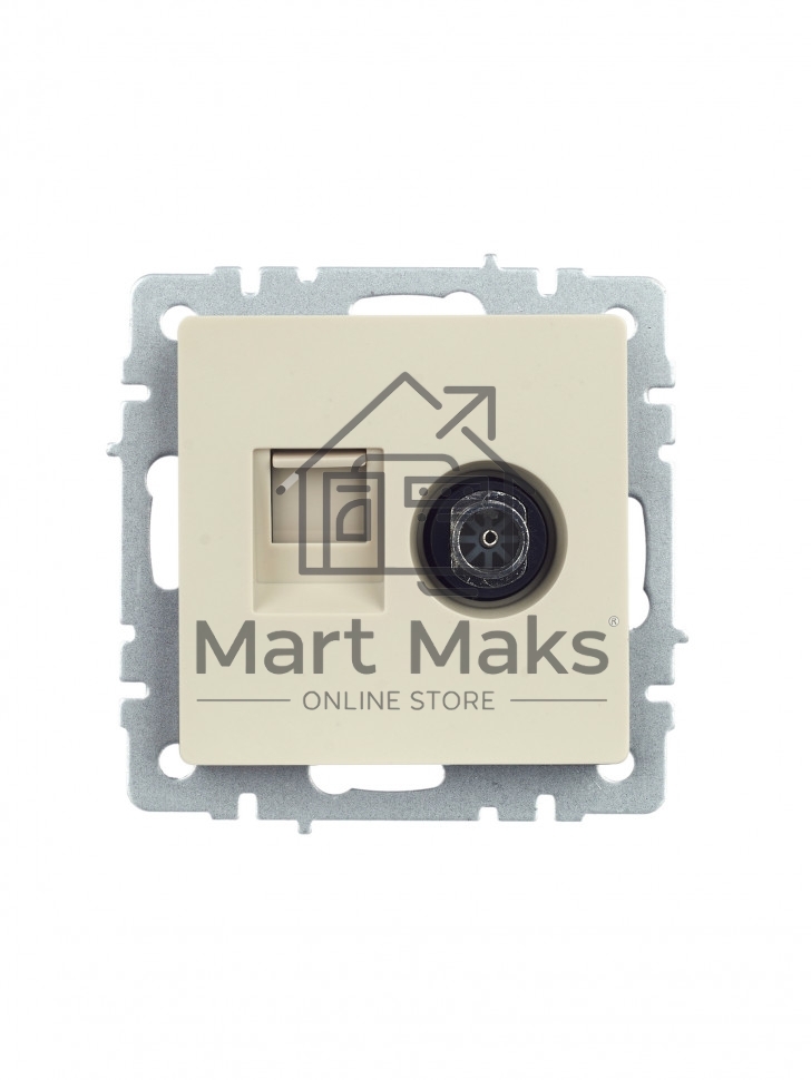 Розетка двойная TV+RJ45 IEK BRITE РТВ/РК12-БрКр кат.5E бежевый
