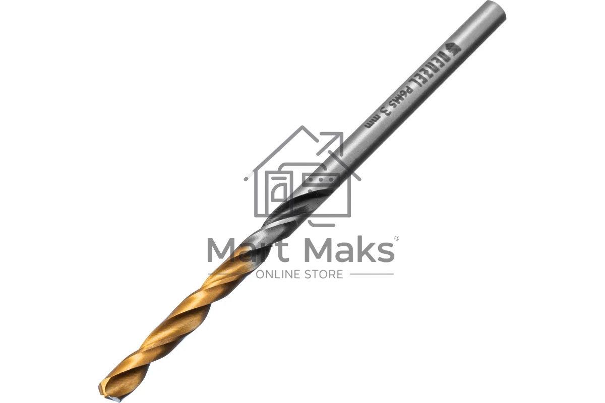 Сверло спиральное по металлу Denzel 3 x 61мм, Р6М5, Golden Tip, многогранная заточка, 2 шт.