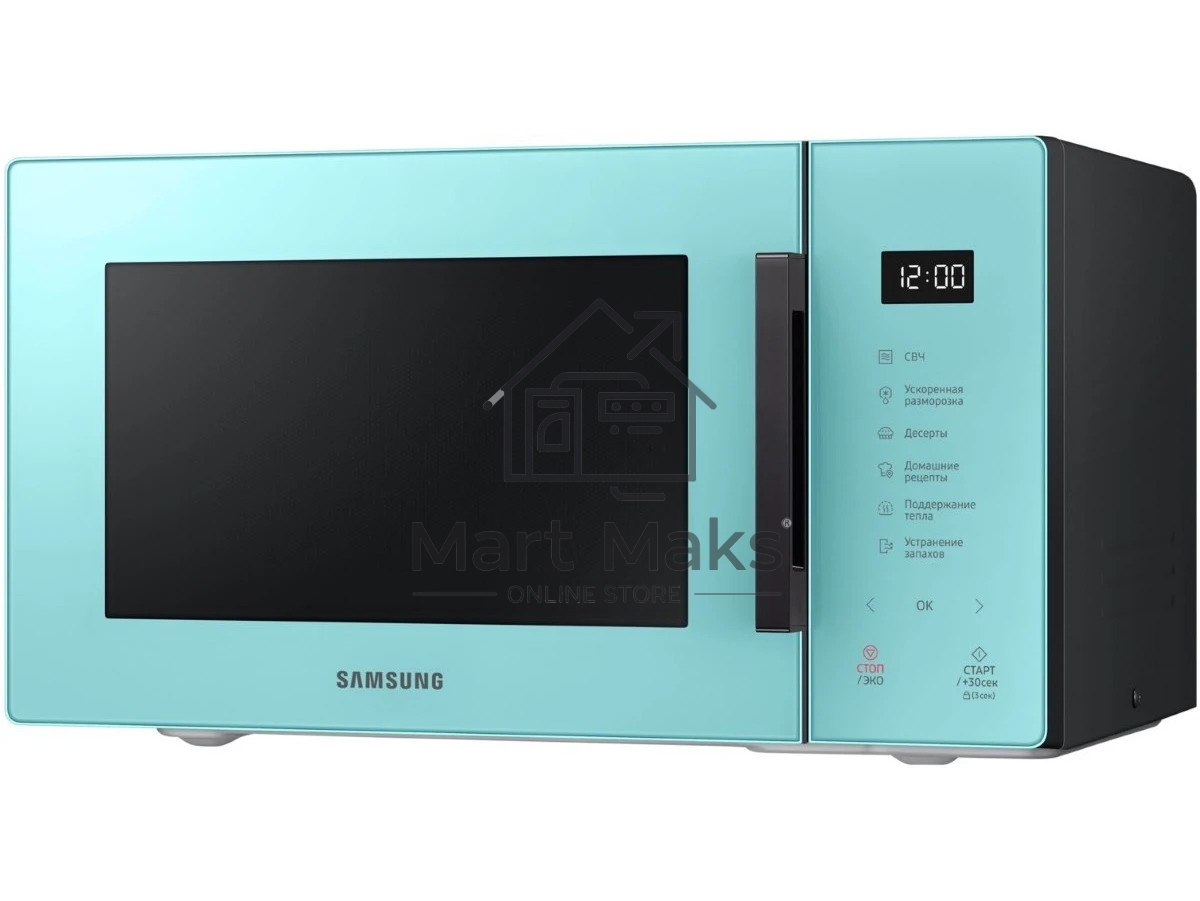 Микроволновая печь Samsung MS23T5018AN/BW голубой, 23 л, 800 Вт, переключатели - сенсор