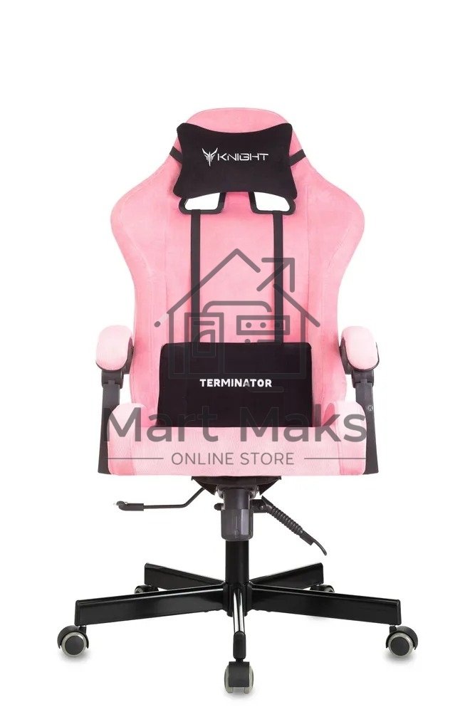 Кресло игровое Knight Terminator розовый Velvet 36, крестов. металл