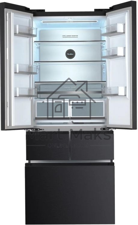 Холодильник Tesler RFD-427BI графит глянцевый двухкамерный 250/142л морозилка сбоку, No Frost, Side by Side
