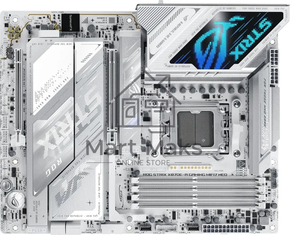 Материнская плата ASUS ROG STRIX X870E-A GAMING WIFI7 NEO, AM5, AMD X870E, 4xDDR5, 4xSATA, 2xPCIe x16 (1x 5.0, 1x 4.0), 1xHDMI, 2xUSB4 Type-C, 6xUSB 3.2 Gen2, 4xUSB 3.2 Gen1, 1x 5Gb LAN, 2x3.5 мм, 7.1, ATX