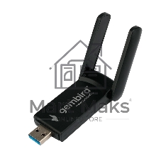 Сетевой адаптер WiFi+Bluetooth Gembird WNP-UA-020 двухдиапазонный с антеннами, 1300 Мбит, USB, 802.11b/a/g/n/ac