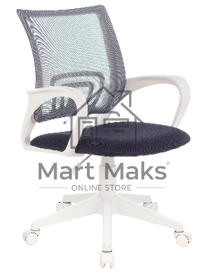 Кресло компьютерное Бюрократ CH-W695NLT TW-04 TW-12 темно-серый, сетка/ткань, крестовина пластик, пластик белый