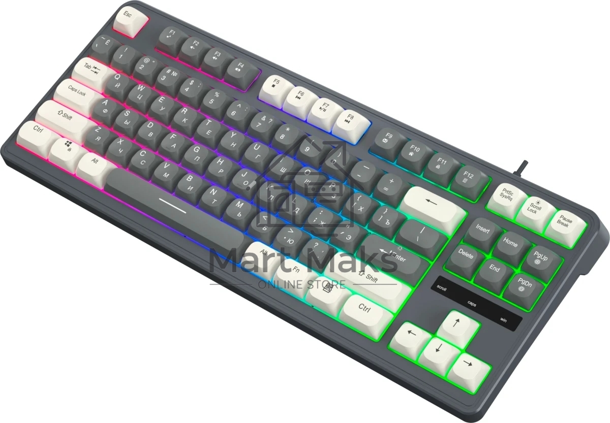 Клавиатура Оклик 711G серый/белый USB Multimedia for gamer LED (1790385) кабель 1.5м