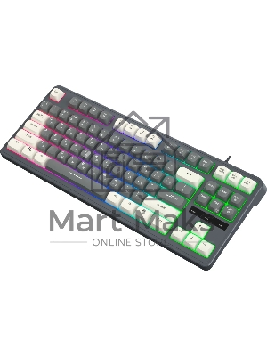 Клавиатура проводная Oklick 711G серый/белый USB Multimedia for gamer LED (1790385) кабель 1.5м