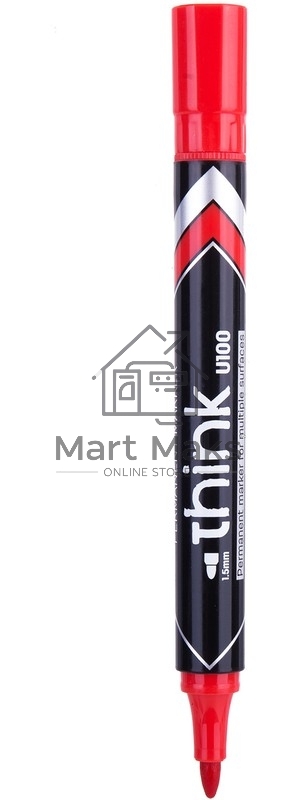 Маркер перманентный Deli Think EU10040, круглый пишущий наконечник, 2мм, красный