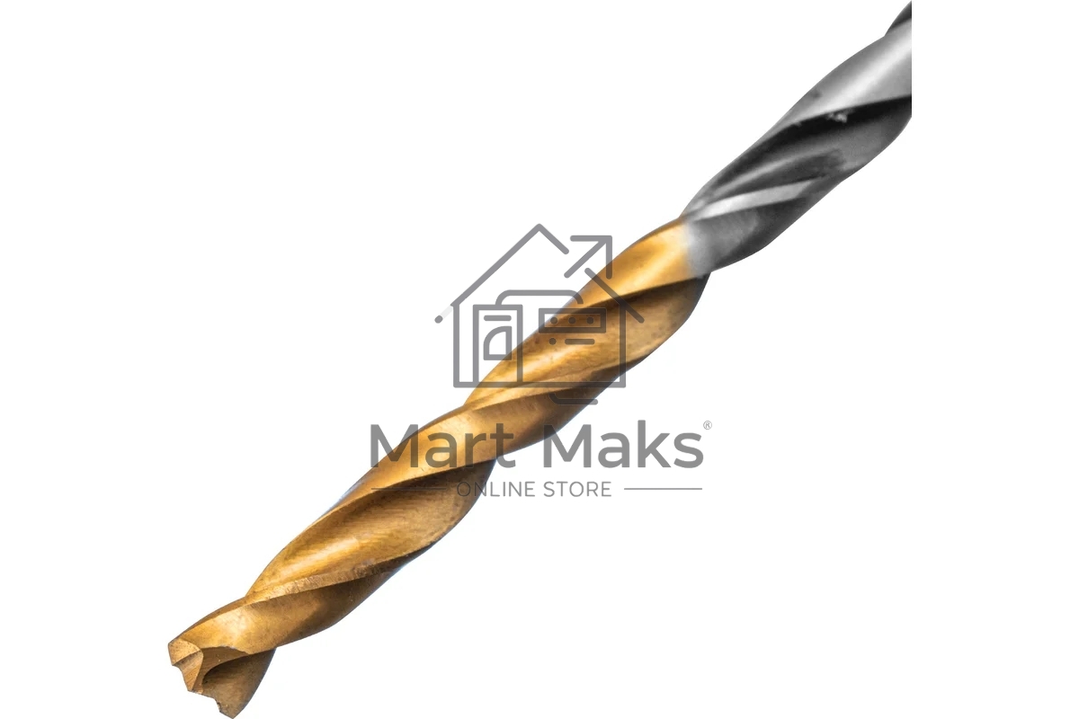 Сверло спиральное по металлу Denzel 3 x 61мм, Р6М5, Golden Tip, многогранная заточка, 2 шт.