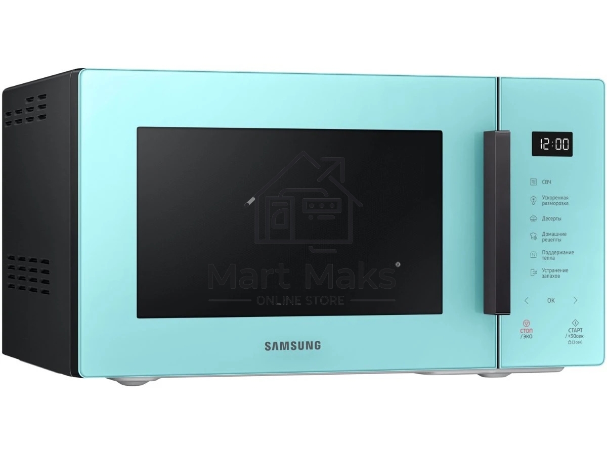 Микроволновая печь Samsung MS23T5018AN/BW голубой, 23 л, 800 Вт, переключатели - сенсор