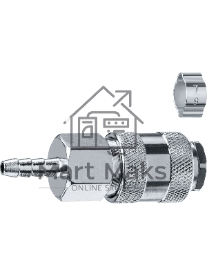 Переходник штуцер ″елочка″ 6 мм - рапид муфта, с хомутом ЗУБР Профессионал