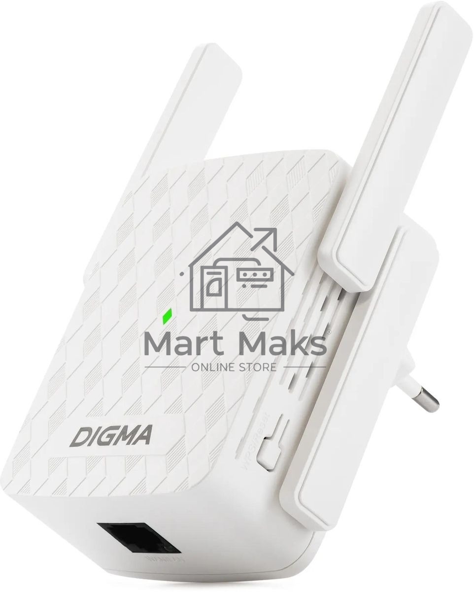 Повторитель беспроводного сигнала Digma D-WR310 (D-WR310V2) N300 Wi-Fi белый