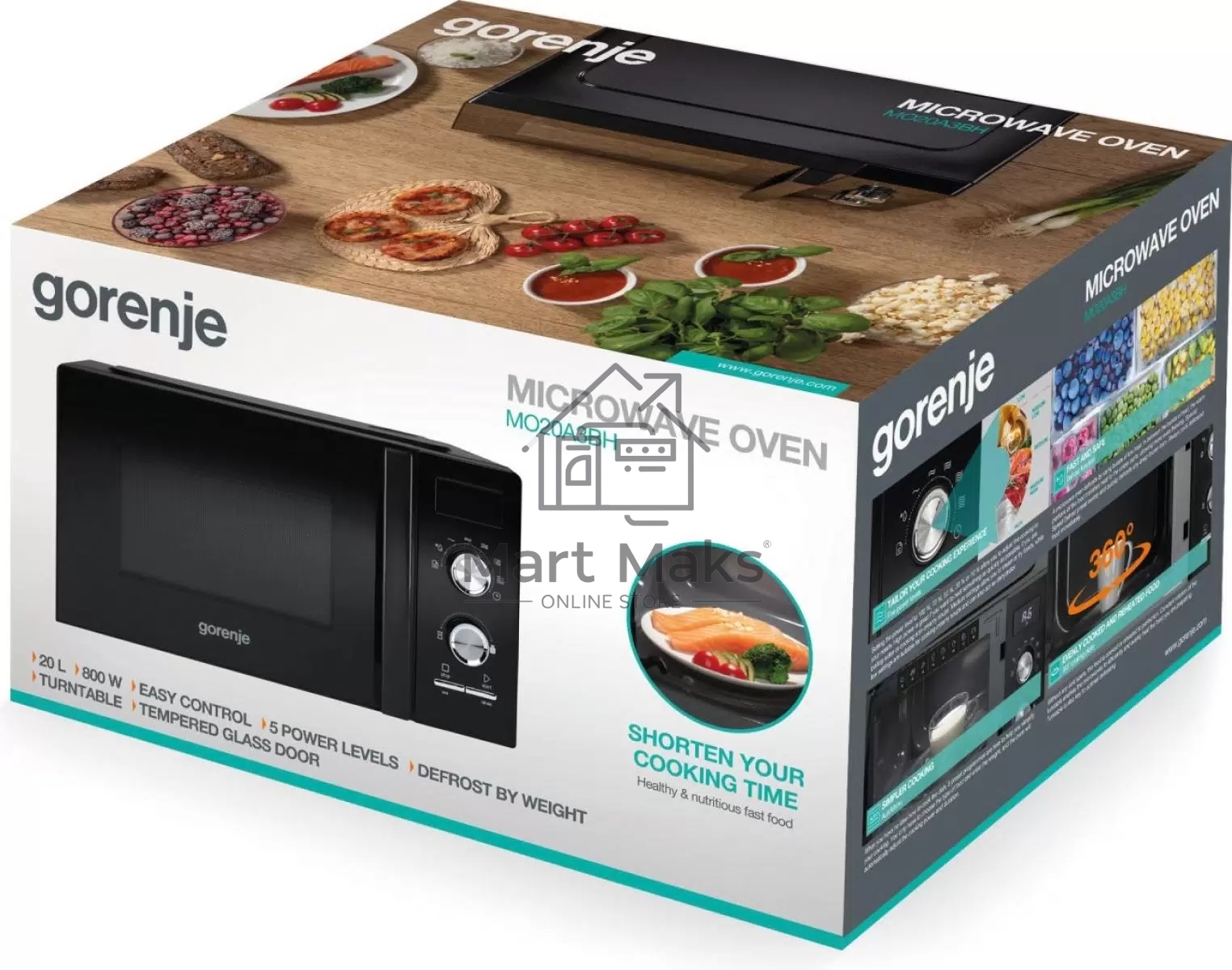 Микроволновая печь Gorenje MO20A3BH черный, 20 л, 800 Вт, переключатели - поворотный механизм/кнопки