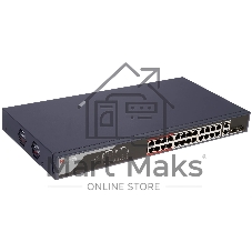 Коммутатор HiWatch SWT-1326P, 24×100 Мбит/с PoE + 2×1 Гбит/с Combo (RJ45/SFP), управляемый