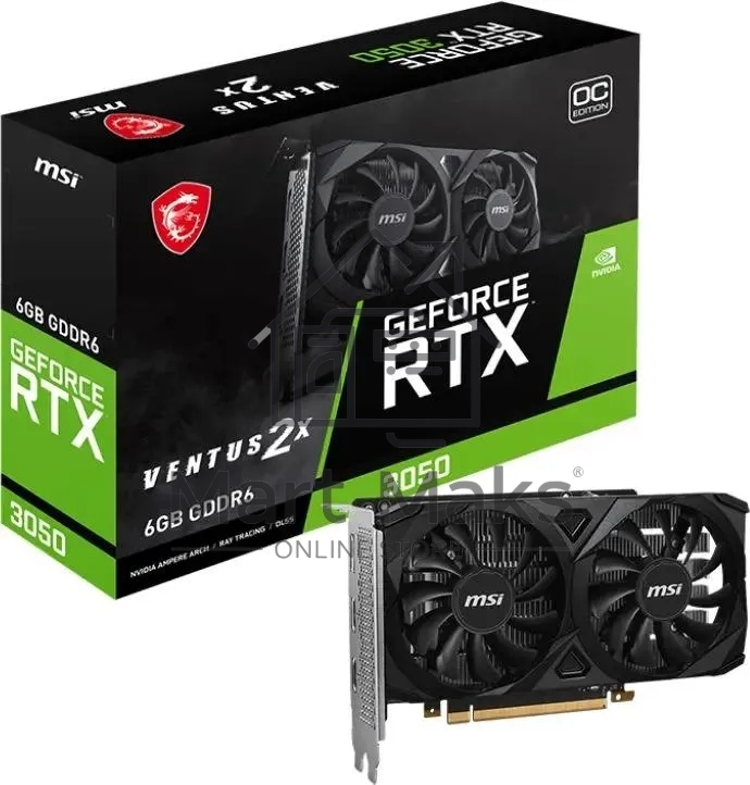 Видеокарта MSI RTX3050 VENTUS 2X 6G OC NVIDIA GeForce RTX 3050 6Gb 96bit PCI-E 4.0 GDDR6 1492/14000 HDMIx2 DPx1 HDCP Ret