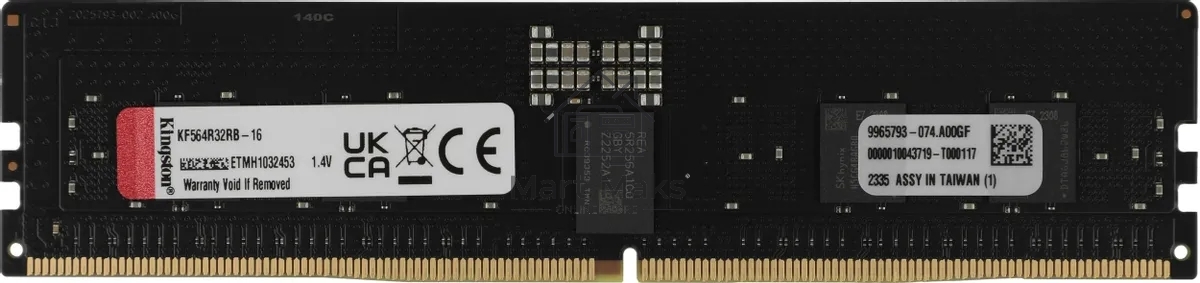 Оперативная память Kingston Fury Renegade Pro, DDR5, 16GB (1x16GB), 6400MHz, CL32, ECC, RDIMM