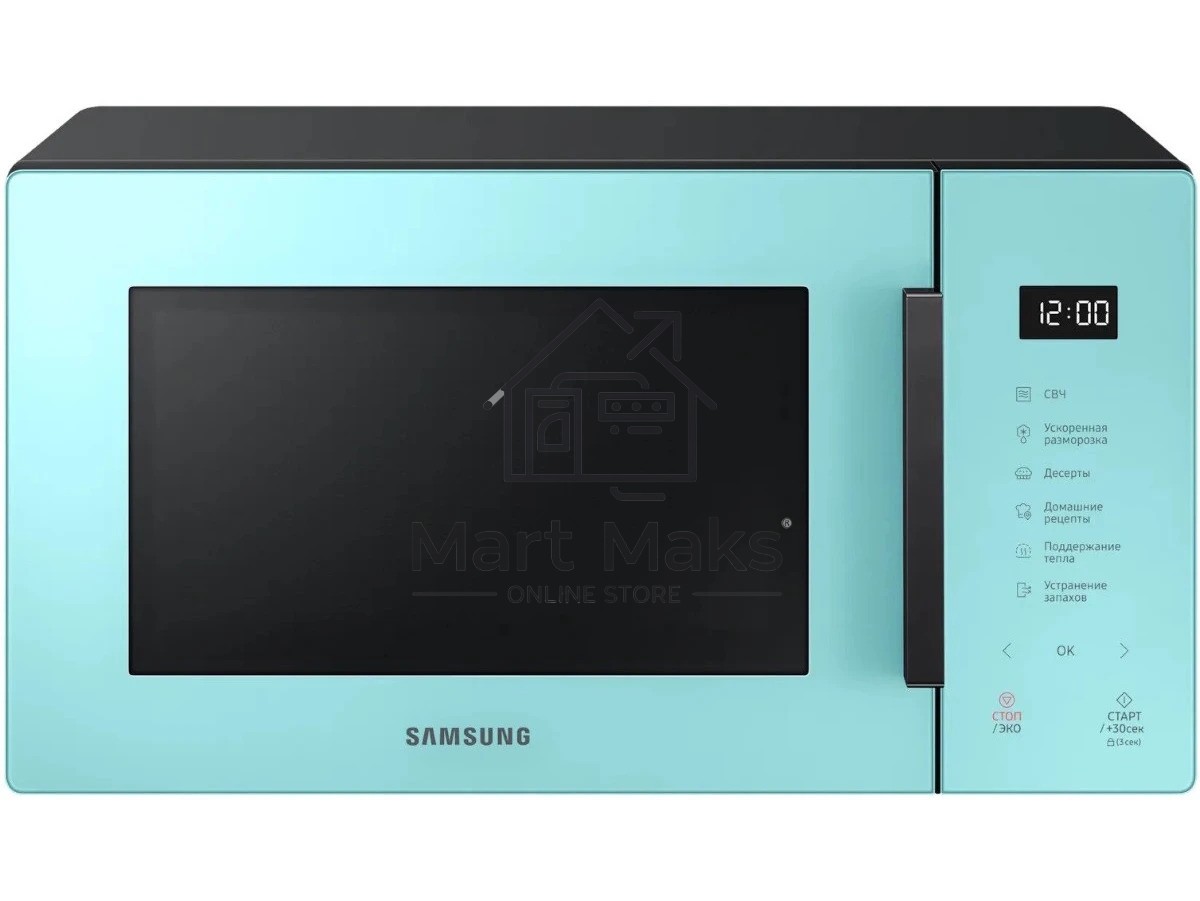 Микроволновая печь Samsung MS23T5018AN/BW голубой, 23 л, 800 Вт, переключатели - сенсор