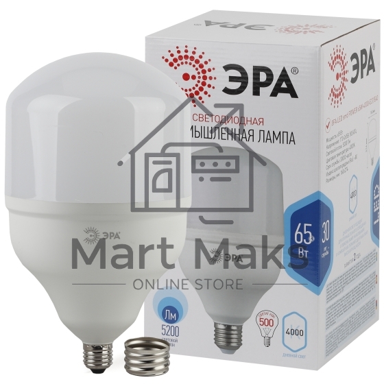 Лампа светодиодная ЭРА Б0027923 STD LED POWER T160-65W-4000-E27/E40