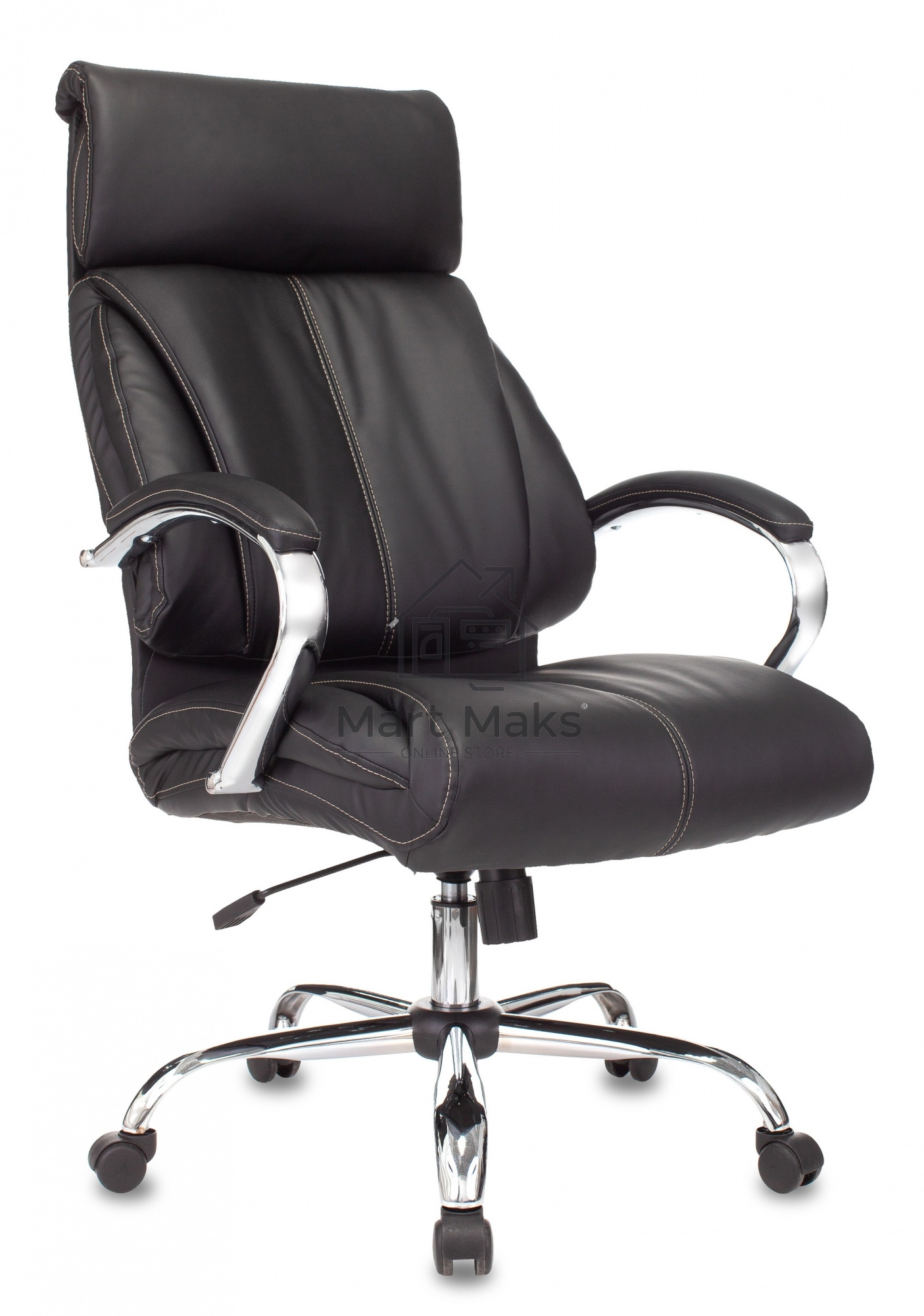 Кресло руководителя Бюрократ T-9904NSL Leather Venge Black черный, искусственная кожа, крестовина металл хром