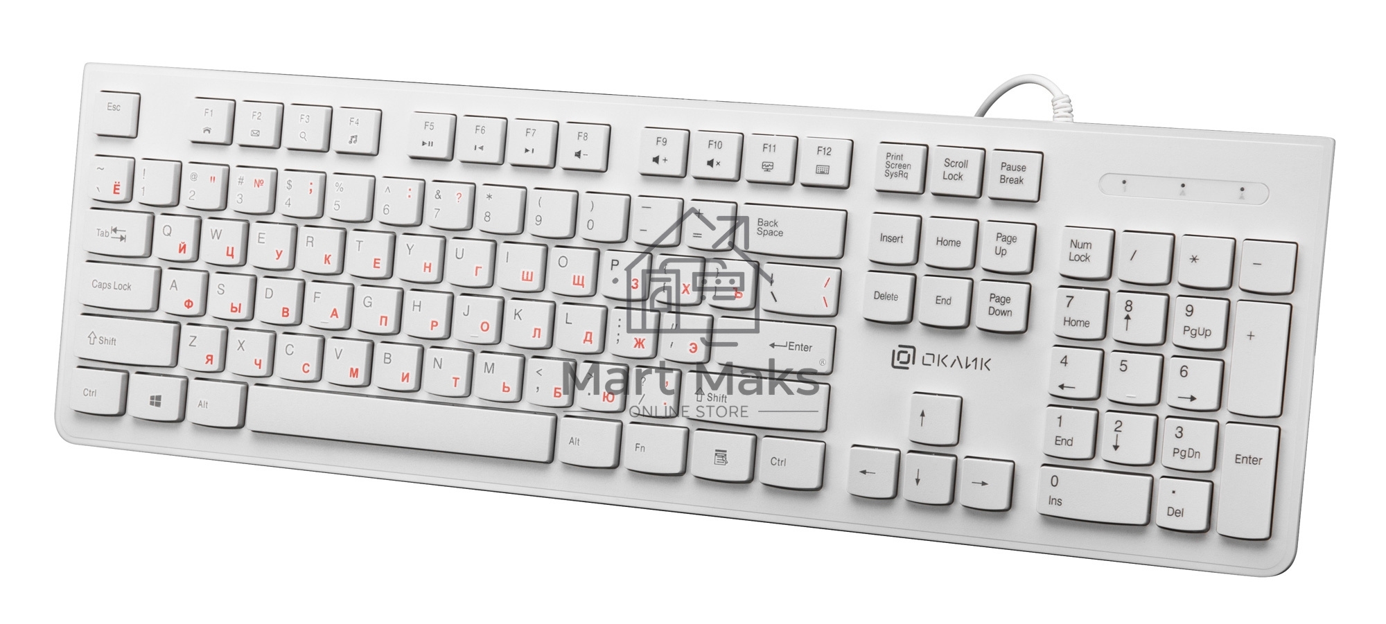 Клавиатура Oklick 505M белый USB slim