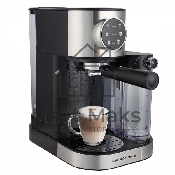 Кофеварка рожковая Zigmund & Shtain ZCM-890 черный/стальной, исп. кофе - молотый, 1.2 л, 1600 Вт, 15 Бар.