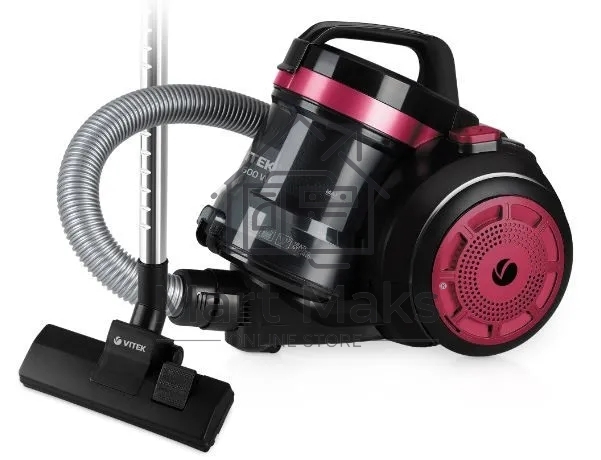Пылесос Vitek VT-1838 (MC) черный/фуксия, 250/1600 Вт, уборка сухая, пылесборник контейнер 2 л