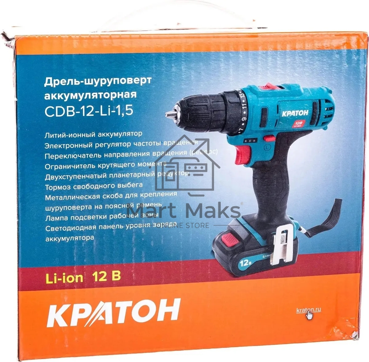 Дрель-шуруповерт аккумуляторная Кратон CDB-12-Li-1,5