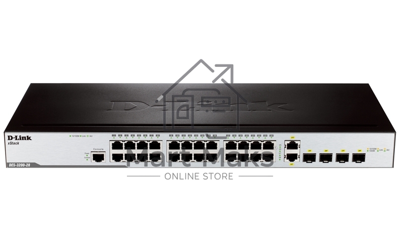 Коммутатор D-Link DES-3200-28/C1A, 24×100 Мбит/с + 2×1 Гбит/с Combo, управляемый