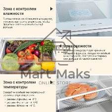 Холодильник Tesler RFD-427BI графит глянцевый двухкамерный 250/142л морозилка сбоку, No Frost, Side by Side