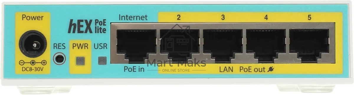Маршрутизатор MikroTik RB750UPr2 hEX PoE lite 5x Ethernet, раздача PoE, 650 МГц ЦП, 64 МБ 5-портовый 100-Мбитный маршрутизатор с поддержкой PoE на 4-х портах